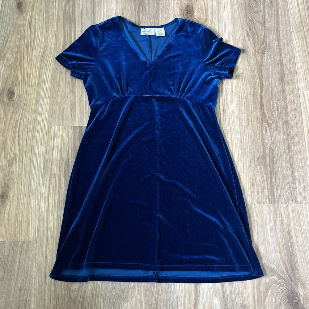 Kathie Lee Collection Blue Velvet Midi Dress
